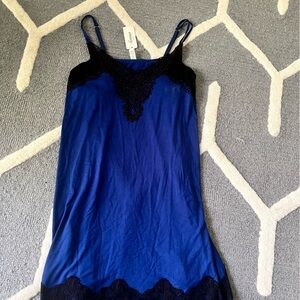 NWT Soma xs Blue and Black cool nights Chemise Sleepwear